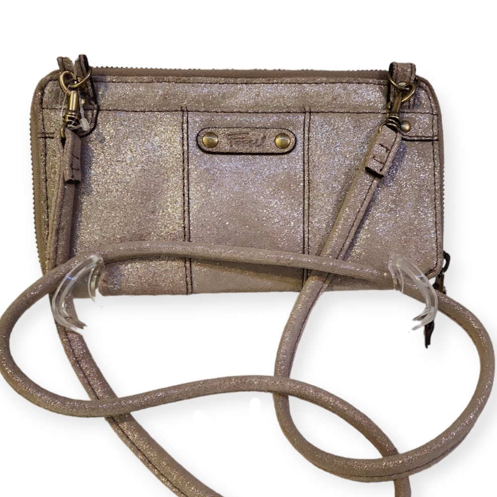 Fossil Metallic Leather Crossbody Wallet